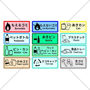 part1〜デザインI♪【ゴミラベル・ゴミ箱・DUSTBOX】カラフルなカラーデザインでゴミ箱を可愛く♪ゴミ分別シール!【リサイクル・ゴミ分別・ゴミシール・キッチン】【自宅・店舗・施設・飲