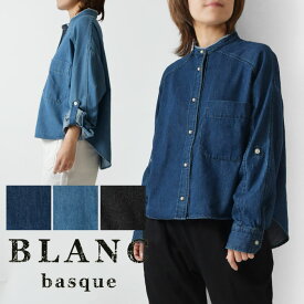 ＊【12%OFFクーポン対象商品】【BLANC basque ブランバスク】8oz パールボタン デニム シャツ ダンガリーシャツ(bb88-105)レディース ブラウス 雑誌LEE 羽織り 春 夏 秋 冬 定番 スタンダード 長袖 綿100 ナチュラル 服 おしゃれ 人気 30代 40代 50代 ショート