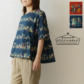 ＊【12%OFFクーポン対象商品】【LITTLE MARKET リトルマーケット】コットン オトミ族 刺繍 モチーフ柄 2WAY プルオーバー ブラウス (s4511-600)レディース カットソー 春 夏 ゆったり インド ナチュラル 服 おしゃれ コーディネート ナチュランド 30代 40代 50代