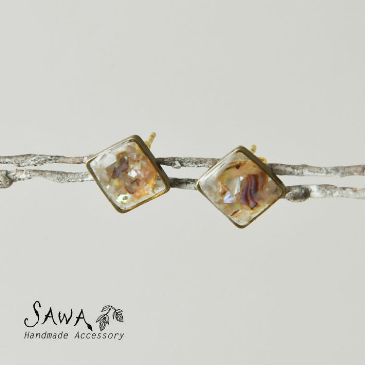 楽天市場】【SAWA サワ】スクエア レジン ピアス (p-80)レディース  