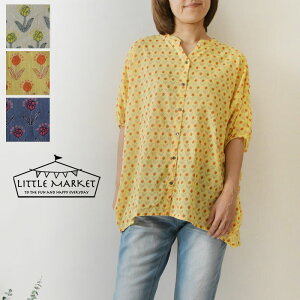 *【10%OFFクーポン対象商品】【LITTLE MARKET リトルマーケット】インド綿 プリヤファーム ドルマン ブラウス (s4707-600-05)レディース 春 夏 綿100% コットン 花柄 フラワー 総柄 ゆったり ナチュ