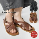 ＊【10%OFFクーポン対象商品】【Shake・In cloak シェイクインクローク】バックベルト ダブルクロス レザー サンダル (GK-252)レディース 春 夏 秋 冬 靴下 靴 シューズ 本革 日本製 ぺたんこ コンフォート 歩きやすい 疲れない 楽 30代 40代 50代 ナチュランド