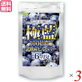 【4/20(土)限定！楽天カードでポイント4倍！】ビルベリー ルテイン サプリ 極藍100倍濃縮北欧産ビルベリー 大容量 360粒 約6ヵ月分 3個セット 送料無料