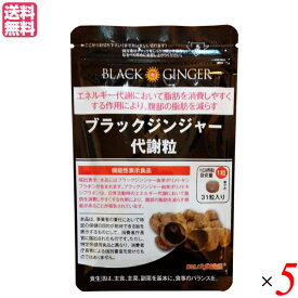 ブラックジンジャー代謝粒 31粒 5袋セット 機能性表示食品 クラチャイダム 黒しょうが 黒ウコン 送料無
