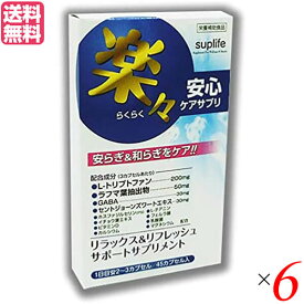 【6/1(土)限定！エントリーでポイント4倍！】トリプトファン GABA サプリ 楽々安心ケアサプリ 45カプセル 6個セット 送料無料