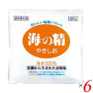 【マラソン限定!100円クーポン!学割2倍!】海の精 やきしお〈詰替用〉 60g 6個セット 塩 焼塩 焼き塩