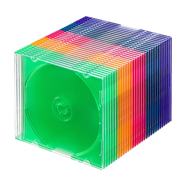 メーカー直送品 新作続 サンワサプライ Blu-ray DVD CDケース スリムタイプ 30枚セット 5色ミックス FCD-PU30MX 限定価格セール