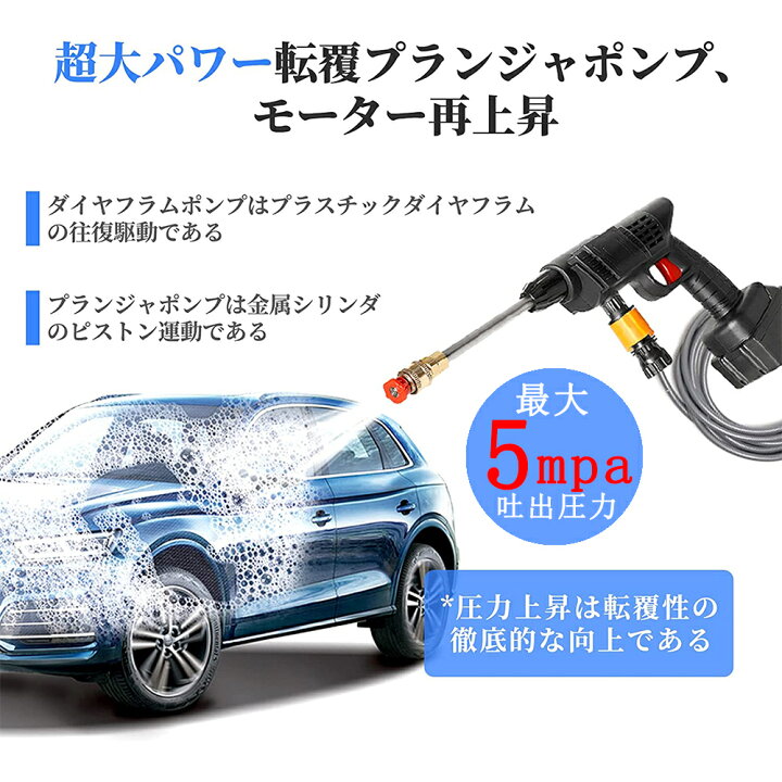楽天市場】【2025年新型】高圧洗浄機 充電式 コードレス 40bar 各種 