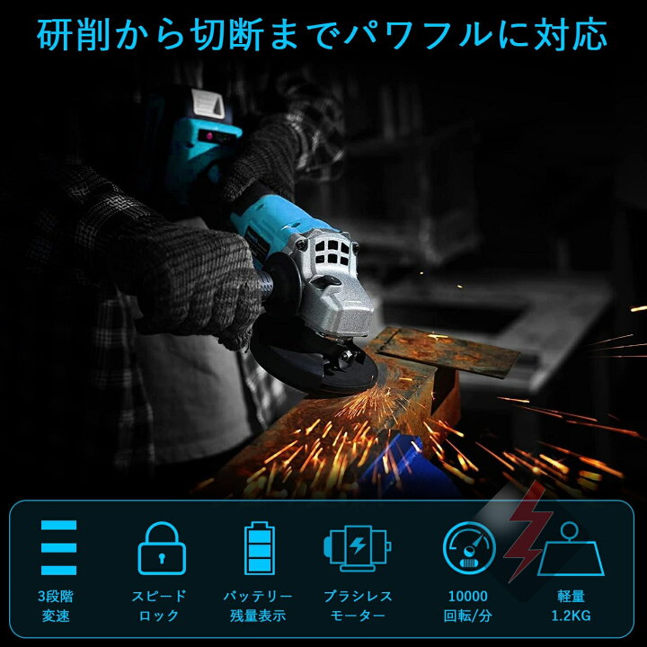 楽天市場】電動工具 3点セット 18V バッテリー併用電動工具 ディスク 