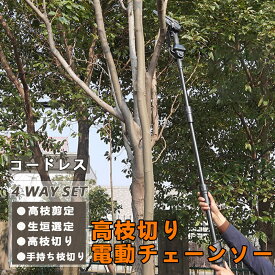 チェーンソー 高枝切り 充電式 高枝切り電動チェーンソー コードレス 角度調節可能 着脱式ポール 高枝切りチェーンソー 高枝切り 20cm切断可能 18Vバッテリー互換 高枝切りバサミ 枝切ばさみ 高枝切りバサミ 高枝チェーンソー