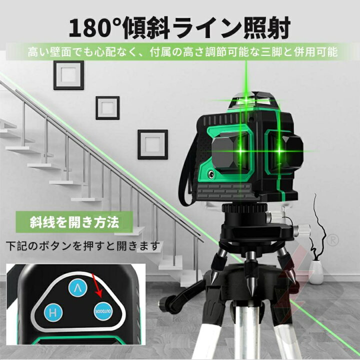 楽天市場】レーザー墨出し器 レーザーレベル 12ライン 3D 墨出し器 