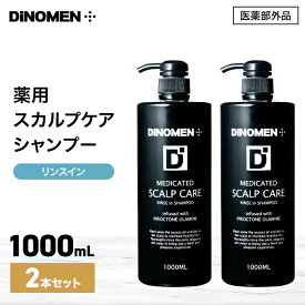 シャンプー スカルプケア 薬用 育毛 男性 DiNOMEN リンスイン シャンプー 1000ml 2本セット メンズ 薄毛 抜毛 ふけ かゆみ 臭い 予防 頭皮ケア ボタニカル ヘアケア ノンシリコン 育毛剤の浸透をサポート ZZ 【SALE】【特20】〇