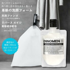 DiNOMEN ミネラルファンゴ フェイス ウォッシュ 100g + 泡立てネット 洗顔 フォーム メンズ 男性 スキンケア 化粧品 コスメ 毛穴 保湿 ニキビ 肌荒れ 汚れ 対策 ケア 　ゆうパケット