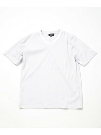 膨れジャカードVネックTシャツ MEN'S BIGI メンズ ビギ トップス カットソー・Tシャツ ホワイト ネイビー ブルー【送料無料】[Rakuten Fashion]