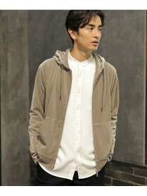 【SALE／50%OFF】ベロアストライプパーカー UNION STATION メンズ ビギ トップス パーカー・フーディー ベージュ ホワイト ブラウン【RBA_E】[Rakuten Fashion]