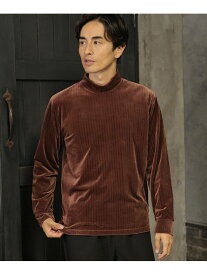 【SALE／50%OFF】ベロアストライプカットソー UNION STATION メンズ ビギ トップス カットソー・Tシャツ ホワイト ベージュ ブラウン【RBA_E】[Rakuten Fashion]