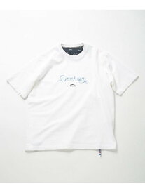 【DENHAM/デンハム】別注グラデーションロゴ刺繍Tシャツ MEN'S BIGI メンズ ビギ トップス カットソー・Tシャツ ホワイト ネイビー【送料無料】[Rakuten Fashion]
