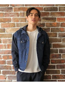 【SALE／50%OFF】フード付きストレッチスラブデニムジャケット UNION STATION メンズ ビギ ジャケット・アウター ブルゾン・ジャンパー ネイビー ブラック【RBA_E】【送料無料】[Rakuten Fashion]