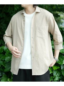 【SALE／20%OFF】サッカードッツ7分袖シャツ UNION STATION メンズ ビギ トップス シャツ・ブラウス ブルー ブラック ホワイト ベージュ【RBA_E】【送料無料】[Rakuten Fashion]