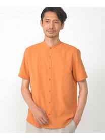 【SALE／50%OFF】＜Reflax＞リニーボイルドライワッシャーバンドカラー半袖シャツ CROWDED CLOSET メンズ ビギ トップス シャツ・ブラウス ホワイト ネイビー オレンジ【RBA_E】【送料無料】[Rakuten Fashion]