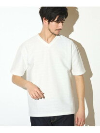 タックジャガードVネックTシャツ UNION STATION メンズ ビギ トップス カットソー・Tシャツ ホワイト ブラック ブルー【送料無料】[Rakuten Fashion]