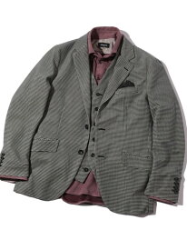 【SALE／30%OFF】トリコットコーデュロイ千鳥格子プリントテーラードジャケット＜セットアップ対応＞ MEN'S BIGI メンズ ビギ ジャケット・アウター テーラードジャケット・ブレザー グレー ブラウン【RBA_E】【送料無料】[Rakuten Fashion]