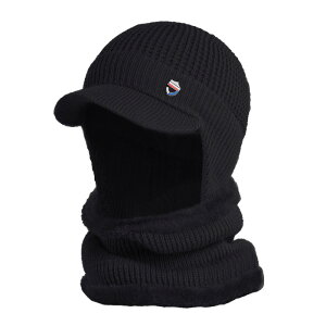 送料無料 ゴルフウェア ニット帽 メンズ 2点セット ニットキャップ 帽子 キャスケット ネックウォーマー 裏ボア 耳当て つば付き レディース ユニセックス 男女兼用 小物 秋冬 防寒 おしゃれ