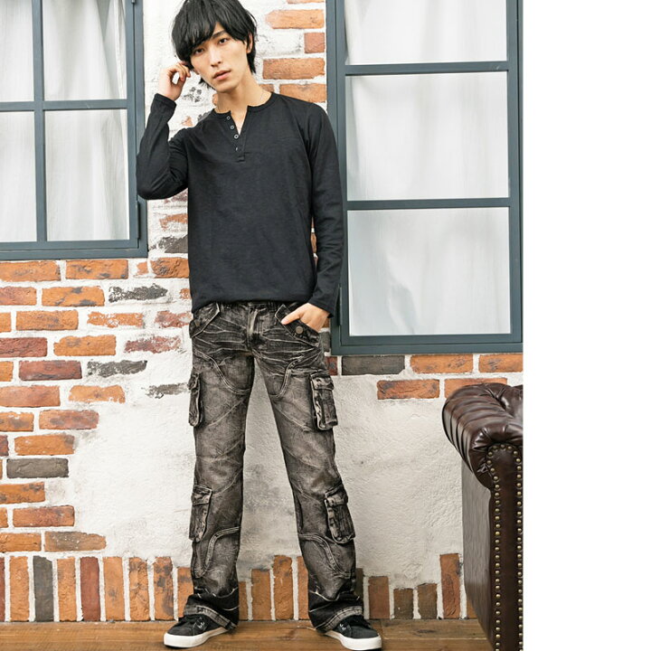 楽天市場 送料無料 デニムパンツ メンズ ジーンズ ローライズ ブーツカット ダメージ ヴィンテージ加工 9ポケット 黒 ホワイト 綿 コットン ジーパン 秋 冬 Mc メンズカジュアル通販mc エムシー