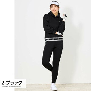 送料無料 ゴルフウェア レディース 上下セットアップ gs GOLF スウェットジャージ プルパーカートレーナー ゴルフパンツ リブロゴライン切替 おしゃれ かわいい 韓国系 秋冬 春夏 ブランド