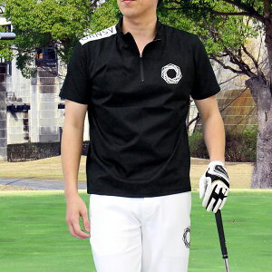 送料無料 ゴルフウェア ハーフジップ ポロシャツ メンズ GIORNO SEVEN ジョルノセブン ハイネック ゴルフ 接触冷感 ストレッチ 半袖 ロゴプリント トップス 春夏 ゆうパケ