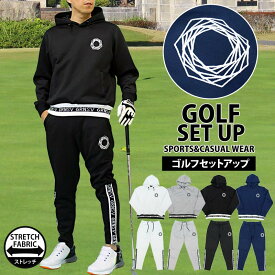 送料無料 ゴルフウェア メンズ 上下セットアップ GIORNO SEVEN ジョルノセブン プルパーカー トップス ゴルフパンツ リブロゴ ブランド おしゃれ 秋冬 春