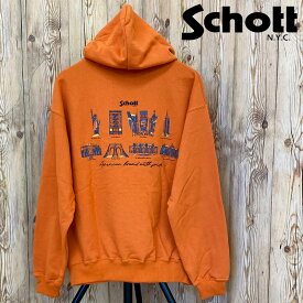 送料無料 Schott ショット HOODED SWEAT N.Y. MAP ニューヨークマップ パーカー スウェット 裏毛 782-3231003 メンズ　ブランド MC