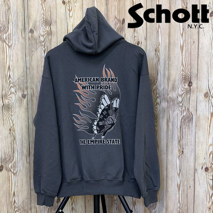 楽天市場】送料無料 Schott ショット HOODED SWEAT FIRE BUTTERFLY 