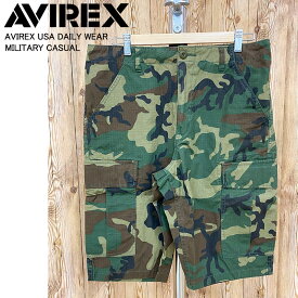 送料無料 AVIREX アビレックス COTTON RIPSTOPCARGO SHORTS ファティーグカーゴショーツ ミリタリー カモフラ 迷彩 MC