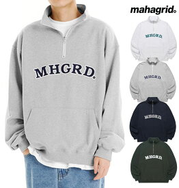 mahagrid マハグリッド 正規品 ARC LOGO HALF ZIP SWEATSHIRT アーチロゴハーフジップ スウェット 裏起毛【あす楽対応】韓国ブランド 韓国ファッション トレーナー スウェット毛 長袖 トップス ロゴ カジュアル メンズ レディース ユニセックス