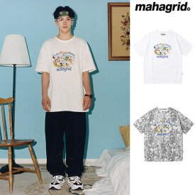 mahagrid マハグリッド 正規品 INFLUENCER FRIENDS Tシャツ /全2色【あす楽対応】韓国 韓国ブランド 韓国ファッション トップス Tシャツ ロゴ 半袖 ユニセックス メンズ レディース アニマル