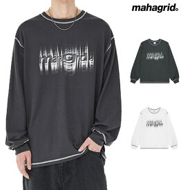 mahagrid マハグリッド 正規品 ブラー LS BLUR LS TEE/全2色 韓国ブランド 韓国ファッション Tシャツ 長袖Tシャツ ロンT ロンティークルーネック トップス ロゴ カジュアル メンズ レディース ユニセックス