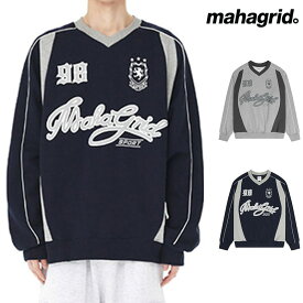 mahagrid マハグリッド 正規品 トラック スウェットシャツ TRACK SWEATSHIRT/全2色 韓国ブランド 韓国ファッション スウェット トレーナー クルーネック Vネック トップス ロゴ カジュアル メンズ レディース ユニセックス