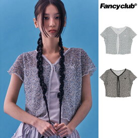 NASTY FANCY CLUB ナスティーファンシークラブ フリル花柄カーディガン FRILL FLOWER HOOK CARDIGAN/全2色 韓国ブランド 韓国ファッション 半袖 カーデ レディース オフショル 肩だし ボタン カジュアル 服 春夏 Y2K ナスティーファンシークラブ 正規品