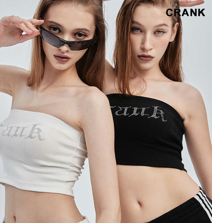 楽天市場 Crank クランク 正規品 Cubic Tube Top ラインストーン キュービック チューブトップ 全2色 韓国ブランド 韓国 ファッション ベアトップ ブラトップ キャミソール キャミ レディース クロップド へそ出し インナー ロゴ シンプル 春夏新作 Y2k 即納 Daese