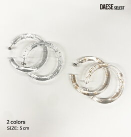 DAESE SELECT(デセセレクト)箔押し ニュアンスデザイン クリア フープピアス/全2色【あす楽対応】韓国 韓国ファッション 韓国ブランド ピアス フープピアス シルバー ゴールド レディース 原宿