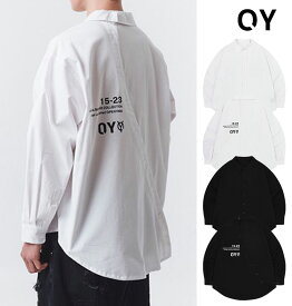 [即納]【正規品】OY オーワイ カーブラインシャツ CURVE LINE SHIRTS/全2色【あす楽対応】 韓国ブランド 韓国ファッション シャツ ロゴ 無地 ユニセックス メンズ レディース ストリート カジュアル Yシャツ 長袖 2023 春 SS 新作