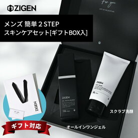 紙袋付き！メンズ スキンケア【 洗顔 & 保湿 ジェル 2点 】 化粧水 オールインワンジェル 洗顔料 スキンケアセット 保湿 敏感肌 クリーム 男性 プレゼント 人気 誕生日 父の日 ＼楽天ランキング1位★高評価レビュー／ ジゲン ZIGEN