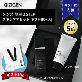 【P5倍】紙袋付き！メンズ スキンケア【 洗顔 & 保湿 ジェル 2点 】 化粧水 オールインワンジェル 洗顔料 スキンケアセット 保湿 敏感肌 クリーム 男性 プレゼント 人気 誕生日 父の日 バレンタイン ＼楽天ランキング1位★高評価レビュー／ ジゲン ZIGEN