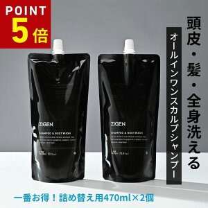【P5倍★10/24 20:00〜10/27 09:59】 ★詰め替え2個セット★ ZIGEN オールインワン メンズ スカルプ シャンプー 全身シャンプー 頭皮 髪 全身 石鹸 無添加 フケ かゆみ 薄毛 ハリ コシ スカルプケア 頭