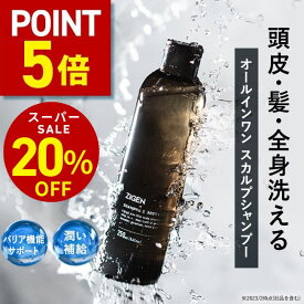 【P5倍＆20％OFF＆クーポン対象！～12/11 01:59】 ZIGEN オールインワン メンズ スカルプ シャンプー 全身シャンプー 頭皮 髪 全身 石鹸 無添加 フケ かゆみ 薄毛 ハリ コシ スカルプ 脂性 スカルプケア ノンシリコン 頭皮ケア ボディソープ 加齢臭 男性 ジゲン 250ml