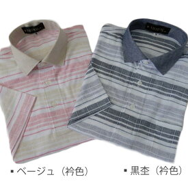 在庫処分 在庫限り VIESTENI 日本製 メンズ リネン コットン 半袖 ニットシャツ ポロシャツ カジュアル 鹿の子 格子 ボーダー柄 洗濯可 ウォッシャブル 2色 M L 誕生日 プレゼント ギフト対応