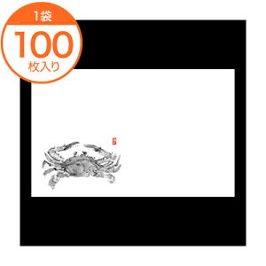 【テーブルマット】 テーブルマット尺3#102 かに(墨絵) 100枚