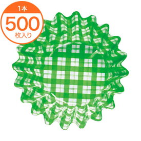 【紙ケース】　VIVIDケース　丸型8号　チェック緑　500入　1本