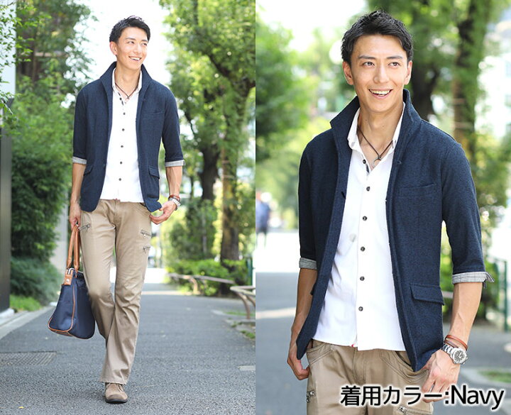 楽天市場 イタリアンカラージャケット メンズ ジャケット 七分袖 イタリアンカラー 7分袖 カジュアル メンズファッション Menz Style メンズスタイル